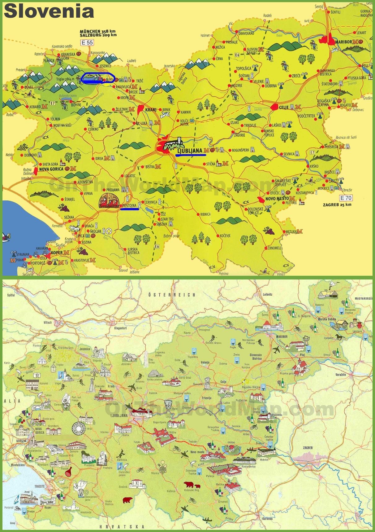 Города словении карта