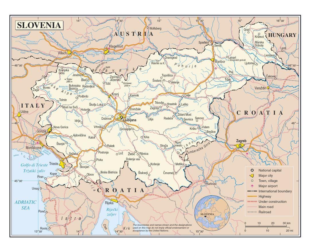 Карта города Словении