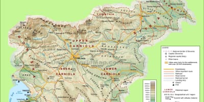 Карта Словении физической